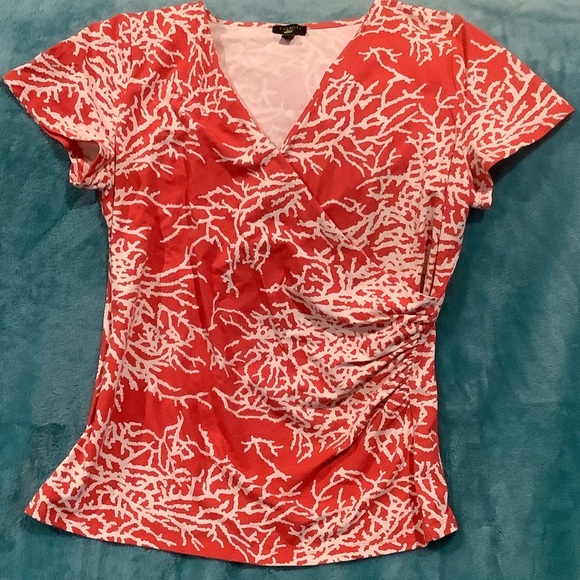 Talbots Tops - Talbots Coral Summer Women V-Neck crossover front top Size Medium Petite Resale